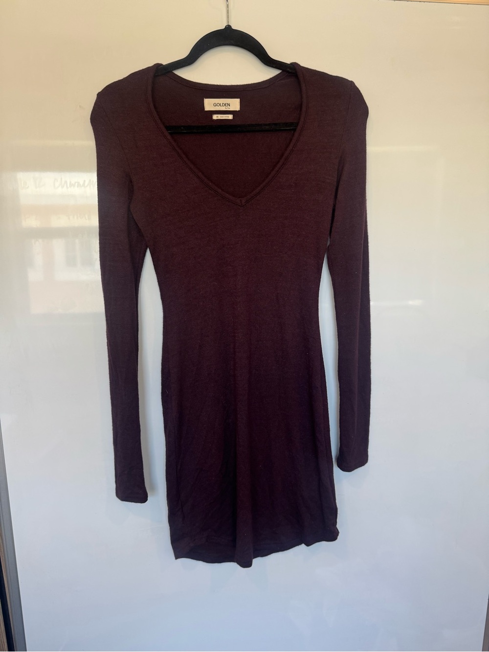 TNA Plum V-Neck Long Sleeve Dress